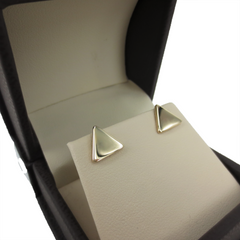 14K Yellow Gold Triangle Stud Earrings