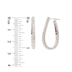 18K White Gold Diamonds Inside Out Tear Drop Hoopa Earrings