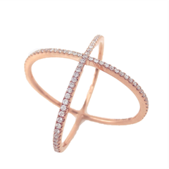 Micro Pavé Diamond Criss-Cross X Ring - 18K Rose Gold