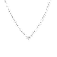 0.15cts Round Diamond Solitaire Bezel Set Pendant Necklace