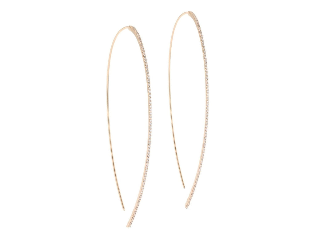 2" Diamond Pave Upside Down Hoop Earrings - 18K Rose Gold