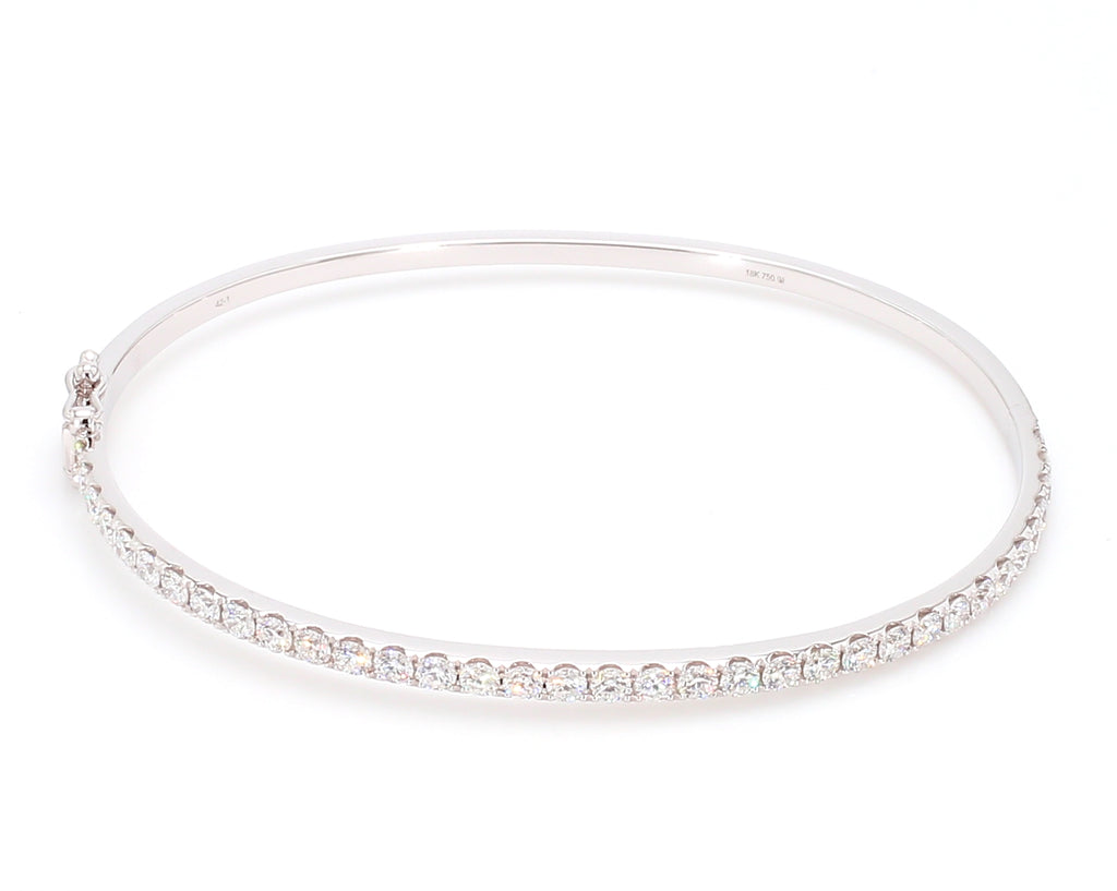 Diamond Bangle Bracelet, 18K White Gold Diamond Bangle 3.44 Carats Genuine  Natural Diamond Bracelet 