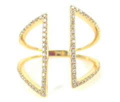 Micro pavé Diamond Open Geometric 18K Yellow Gold Ring