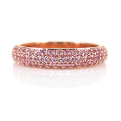 Three Row Pavé Light Pink Sapphires Eternity Band -18K Rose Gold