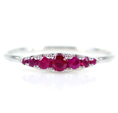 Seven Stones Graduated Ruby Ring in 18K White Gold