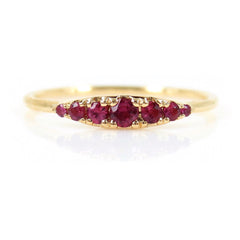 Seven Stones Graduated Ruby Ring in 18K White Gold