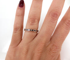 2.8mm Half-set Square Bezel Box Black Diamond Band - Wedding Band