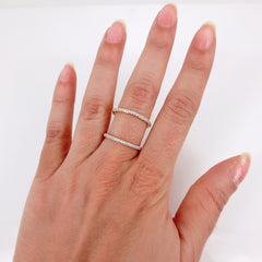 Micro pavé Diamond Double Row dome Band Ring - 18K  Yellow Gold