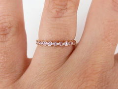 18K Rose Gold Bezel Set Round Light Pink Sapphire Eternity Band - 2.2mm