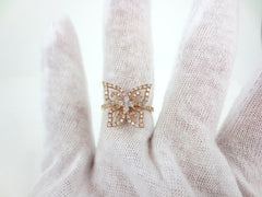 Diamond Pave Butterfly 18k Rose Gold Cocktail Ring - 0.46cts T.W