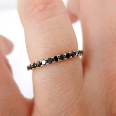 Black Diamond Eternity Band set - 18K Yellow Gold