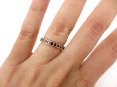 2.8mm Half-set Square Bezel Box Black Diamond Band - Wedding Band