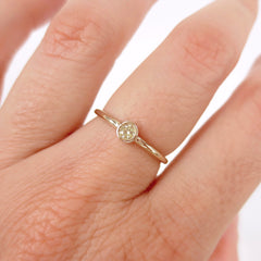 0.07 cts Bezel-Set Solitaire Yellow Diamond Ring - 14K Yellow Gold