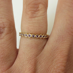 18K White Gold Amethyst Bezel-set Bubble Eternity Band - 2.2mm