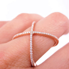 Micro Pavé Diamond Criss-Cross X Ring - 18K Rose Gold