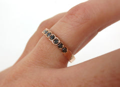 2.8mm Half-set Square Bezel Box Black Diamond Band - Wedding Band