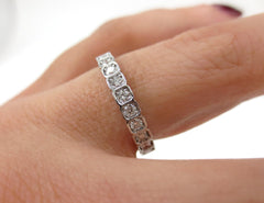 2.8mm Square Bezel Box round brilliant Diamond Eternity Band - Wedding Band