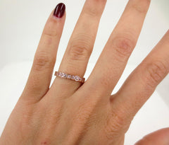 2.8mm Half-set Square Bezel Box Light Pink Sapphire Band - Wedding Band