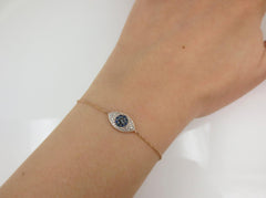 Diamond Against Evil Eye Bracelet in Solid 18k Rose Gold