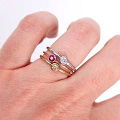 0.14 cts Bezel-Set Solitaire Ruby Ring - 18K Rose Gold