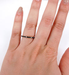 Black Diamond Eternity Band set - 18K Yellow Gold