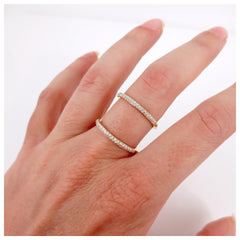 Micro pavé Diamond Double Row dome Band Ring - 18K  Yellow Gold