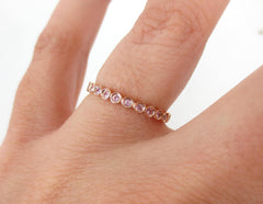 18K Rose Gold Bezel Set Round Light Pink Sapphire Eternity Band - 2.2mm