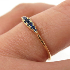 Seven Stones Graduated Blue Sapphire Ring - 18K Yellow Gold