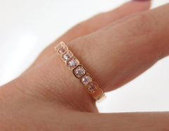 2.8mm Half-set Square Bezel Box Light Pink Sapphire Band - Wedding Band