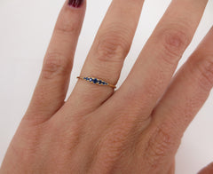 Seven Stones Graduated Blue Sapphire Ring - 18K Yellow Gold