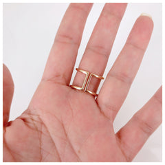 Micro pavé Diamond Double Row dome Band Ring - 18K  Yellow Gold