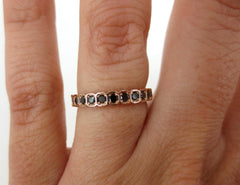 2.8mm Half-set Square Bezel Box Black Diamond Band - Wedding Band