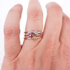 0.07 cts Bezel-Set Solitaire Yellow Diamond Ring - 14K Yellow Gold