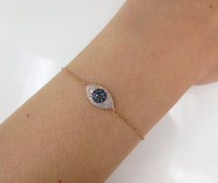 Diamond Against Evil Eye Bracelet in Solid 18k Rose Gold