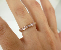 2.8mm Half-set Square Bezel Box Light Pink Sapphire Band - Wedding Band