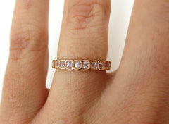 2.8mm Half-set Square Bezel Box Light Pink Sapphire Band - Wedding Band