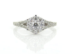 Round Brilliant Cluster Diamond Engagement Ring.