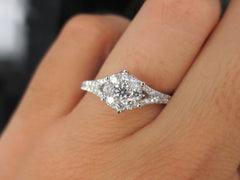 Round Brilliant Cluster Diamond Engagement Ring.