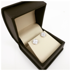 7.5mm Cluster Diamond Studs - 18K Whte Gold