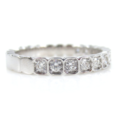 2.8mm Half-set Square Bezel Box Band round Diamonds - Wedding Band