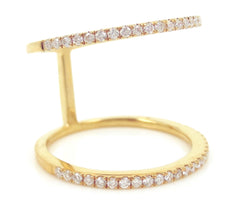 Micro pavé Diamond Double Band Ring - 18K  Yellow Gold
