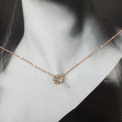 Bezel Set Champagne Diamond Solitaire Pendant - 0.75 ct