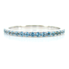 18K White Gold Sky Blue Topaz Eternity Band - 1.4mm