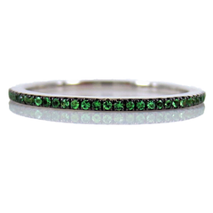 Micro Pavé Tsavorite Garnet Eternity Band-  18K White Gold