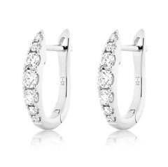 18K White Gold Diamond Huggie Hoop Earrings