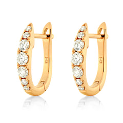 18K Rose Gold Diamond Huggie Hoop Earrings
