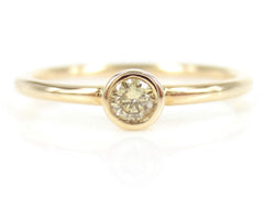0.07 cts Bezel-Set Solitaire Yellow Diamond Ring - 14K Yellow Gold
