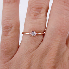 0.10 cts Bezel-Set Solitaire Diamond Ring - 14K Rose Gold