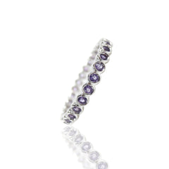 18K White Gold Amethyst Bezel-set Bubble Eternity Band - 2.2mm