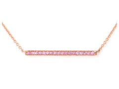 Light Pink Sapphire Mini Bar Necklace - 18K Rose Gold